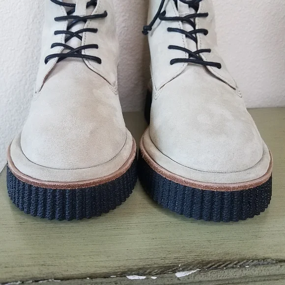 Rag & Bone Sloane Suede Combat Boots in Ecru